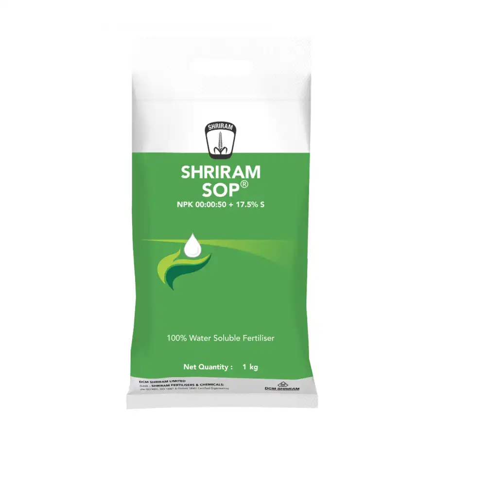 SHRIRAM SOP NPK 00:00:50 + 17.5% Sulphur Fertilizer, Foliar Nutrient For Oil Content & Stress Tolerance In Multiple Crops